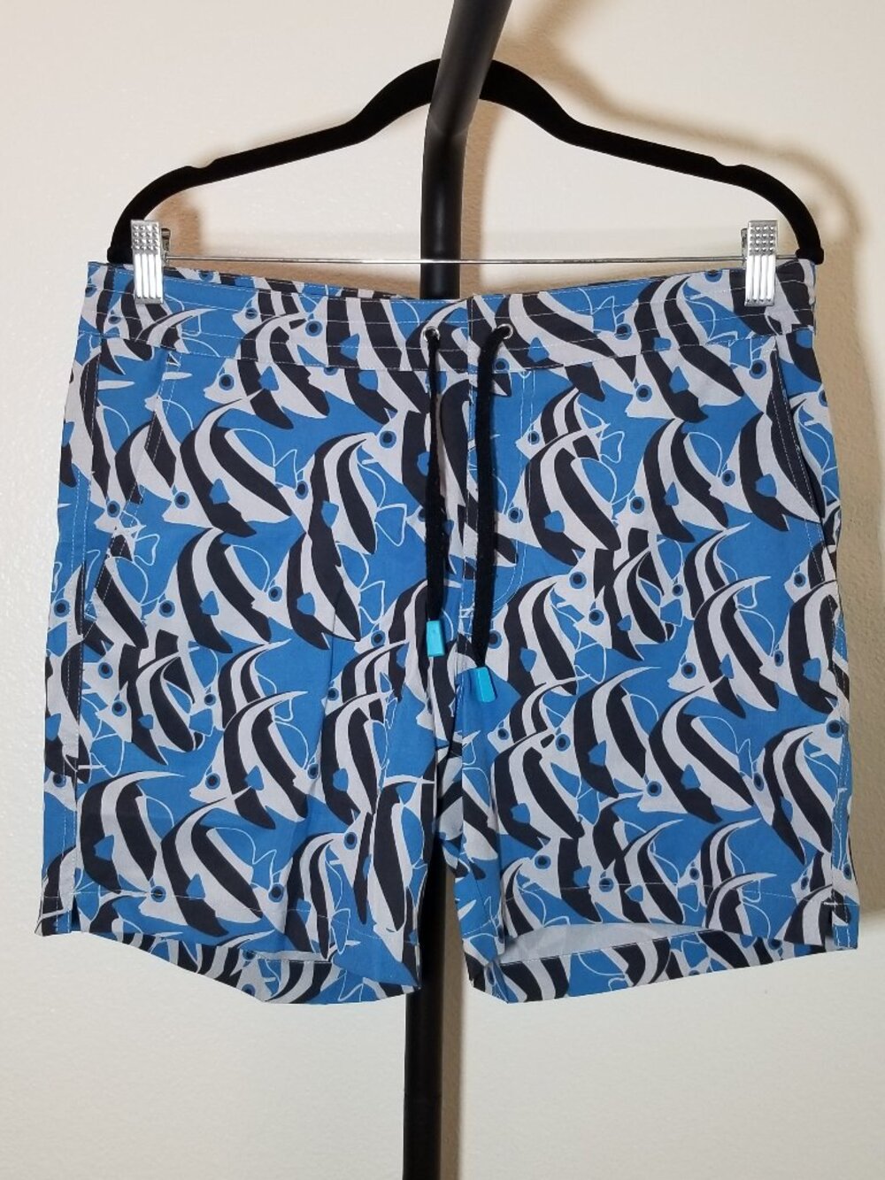 Tori Richard Mens Sz 32 Swim Short Blue Fish Beach Vacation Tropical Retro Pool